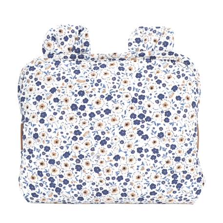 Tapis à langer de voyage coton bio Bleu+Caramel+Fleurs beiges+Vichy vert 1 - vertbaudet enfant 