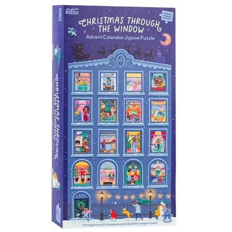 24 puzzles de 50 pièces - Calendrier de l'avent noël à travers la fenêtre Bleu 1 - vertbaudet enfant 