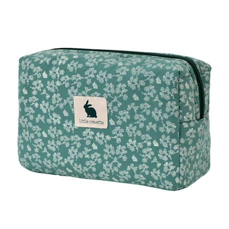 Trousse de toilette coton bio Bleu+Bois de rose+Caramel+Fleurs beiges+Vert sapin+Vichy vert 18 - vertbaudet enfant 