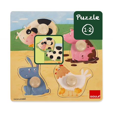 Puzzle animaux de la ferme Beige 2 - vertbaudet enfant 