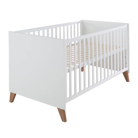 Lit évolutif transformable en lit junior - style scandinave - ole Blanc - chêne foncé 1 - vertbaudet enfant 