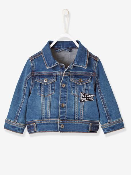 Veste en jean bébé garçon drapeau anglais Denim stone 1 - vertbaudet enfant 