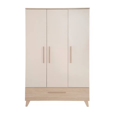 Armoire bébé 3 portes 1 tiroir - fermeture douce sidney Cashmere / chêne 1 - vertbaudet enfant 