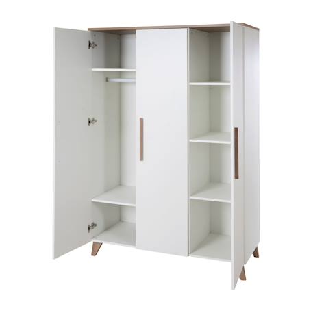 Armoire bébé 3 portes à fermeture douce ole Blanc - chêne foncé 5 - vertbaudet enfant 