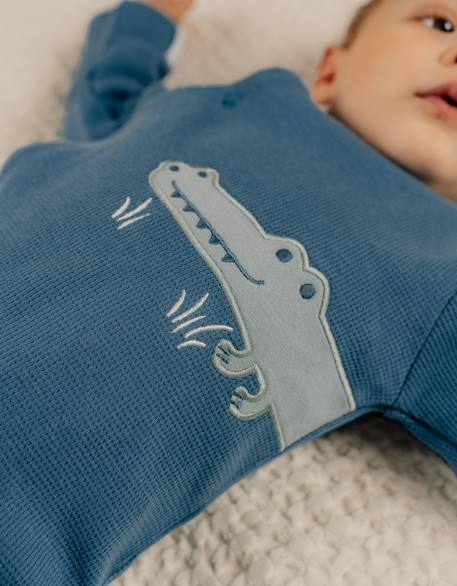 Pyjama bébé coton gaufré Bleu 3 - vertbaudet enfant 
