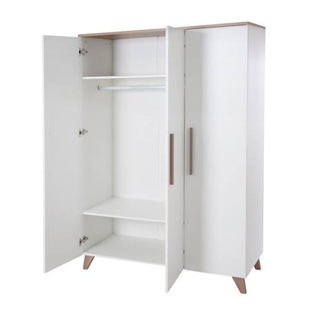 Armoire bébé 3 portes à fermeture douce ole Blanc - chêne foncé 4 - vertbaudet enfant 