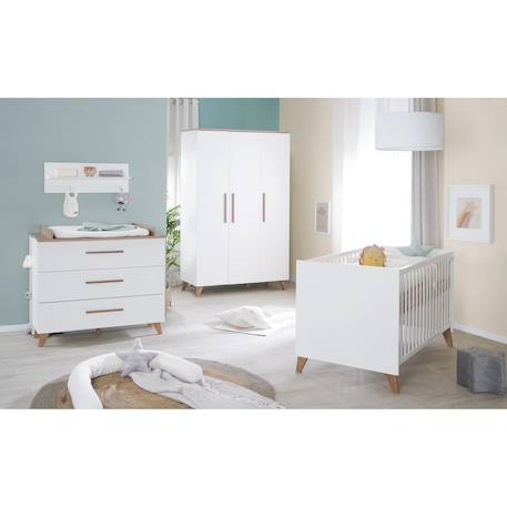 Chambre bébé évolutive complète avec soft-close ole Blanc - chêne foncé 2 - vertbaudet enfant 