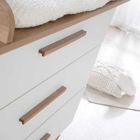 Commode à langer évolutive 3 tiroirs à extension totale ole Blanc - chêne foncé 4 - vertbaudet enfant 