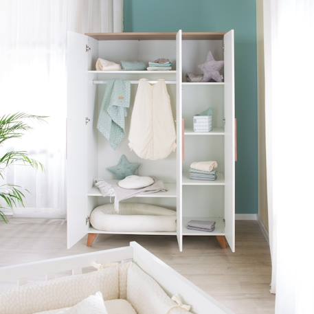 Armoire bébé 3 portes à fermeture douce ole Blanc - chêne foncé 3 - vertbaudet enfant 