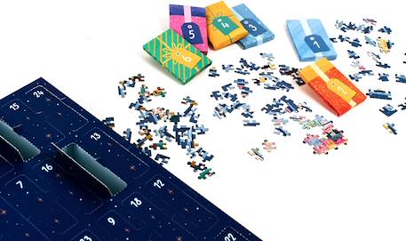 24 puzzles de 50 pièces - Calendrier de l'avent noël à travers la fenêtre Bleu 3 - vertbaudet enfant 