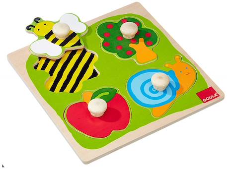 Puzzle 4 pièces abeille et escargot Vert 1 - vertbaudet enfant 