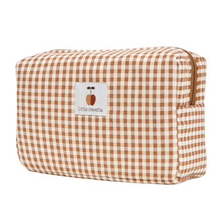 Trousse de toilette coton bio Bleu+Bois de rose+Caramel+Fleurs beiges+Vert sapin+Vichy vert 10 - vertbaudet enfant 