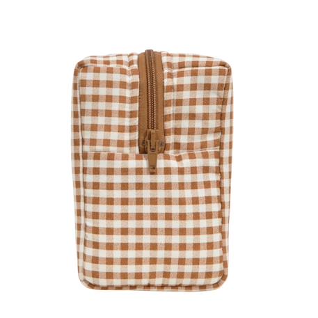 Trousse de toilette coton bio Bleu+Bois de rose+Caramel+Fleurs beiges+Vert sapin+Vichy vert 12 - vertbaudet enfant 