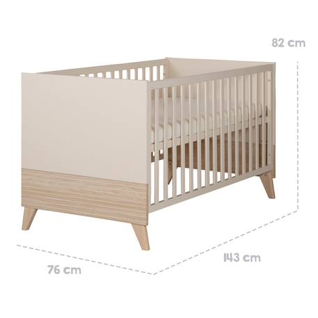 Lit évolutif transformable en lit junior - style scandinave - sidney Cashmere / chêne 3 - vertbaudet enfant 