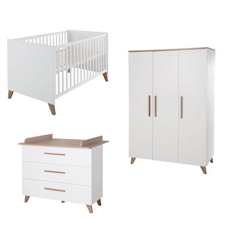 Chambre bébé évolutive complète avec soft-close ole Blanc - chêne foncé 1 - vertbaudet enfant 