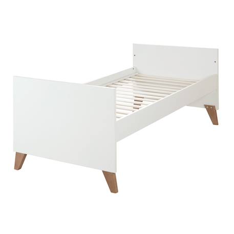 Lit évolutif transformable en lit junior - style scandinave - ole Blanc - chêne foncé 3 - vertbaudet enfant 