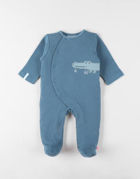 Pyjama bébé coton gaufré Bleu 1 - vertbaudet enfant 