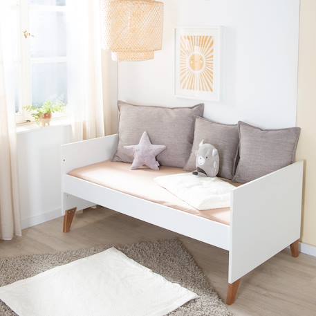 Lit évolutif transformable en lit junior - style scandinave - ole Blanc - chêne foncé 5 - vertbaudet enfant 