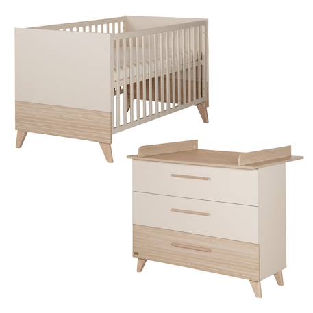 Chambre bébé évolutive 2 pièces - fermeture soft-close sidney Cashmere / chêne 1 - vertbaudet enfant 
