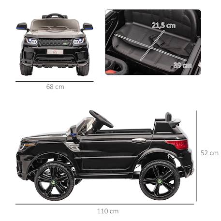 Voiture électrique enfant suv 4x4 - 12v, 5km/h max. - télécommande - nombreux effets Blanc+Noir 9 - vertbaudet enfant 