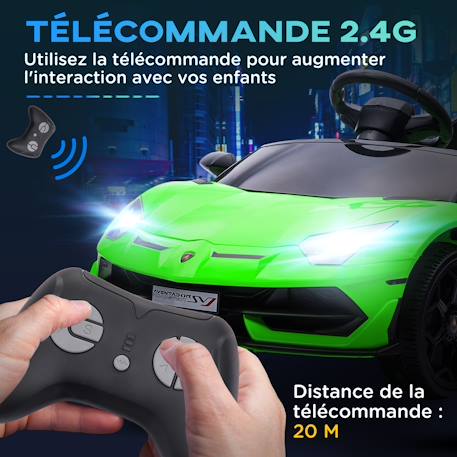 Voiture électrique enfant lamborghini aventador roadster svj télécommande effets sonores lumineux Rouge+Vert 12 - vertbaudet enfant 