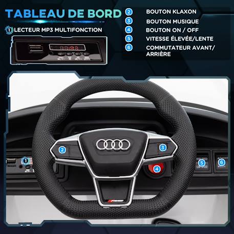 Voiture électrique enfant audi rs e-tron gt v. Max. 5 km/h télécommande effets sonores lumineux Blanc+Bleu+Noir+Rouge 5 - vertbaudet enfant 