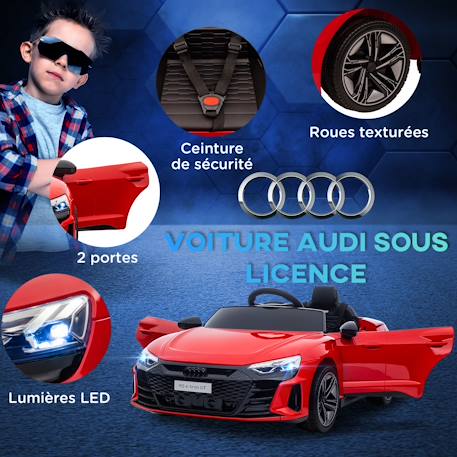 Voiture électrique enfant audi rs e-tron gt v. Max. 5 km/h télécommande effets sonores lumineux Blanc+Bleu+Noir+Rouge 22 - vertbaudet enfant 