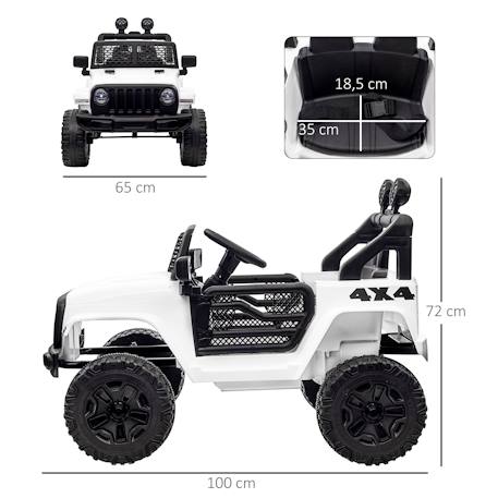 Voiture 4x4 électrique enfant 2 x 35 w 5 km/h max. Télécommande effets lumineux sonore Blanc 3 - vertbaudet enfant 