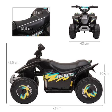 Quad électrique enfant - voiture électrique enfant - marche av, ar - 6 v, v. Max. 4,6 km/h Noir+Rose+Vert 3 - vertbaudet enfant 