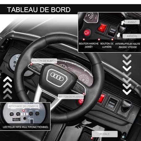 Voiture électrique enfant audi rs q8 - 2 moteurs - télécommande - effets sonores, lumineux Noir+Rose 4 - vertbaudet enfant 