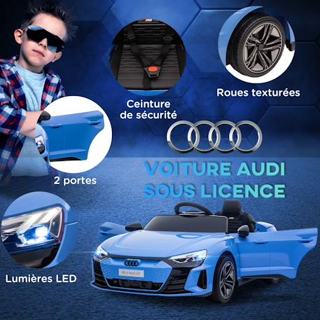 Voiture électrique enfant audi rs e-tron gt v. Max. 5 km/h télécommande effets sonores lumineux Blanc+Bleu+Noir+Rouge 10 - vertbaudet enfant 