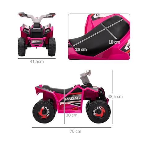 Quad électrique enfant v. Max. 2,5 km/h 6 v Rose+Rouge+Vert 3 - vertbaudet enfant 