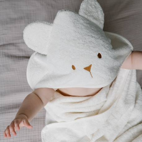 Cape de bain coton bio ourson Caramel+Écru 9 - vertbaudet enfant 