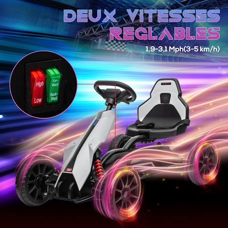 Kart électrique enfant 12v 2 vitesses max. 5 km/h ceinture sécurité Blanc 5 - vertbaudet enfant 