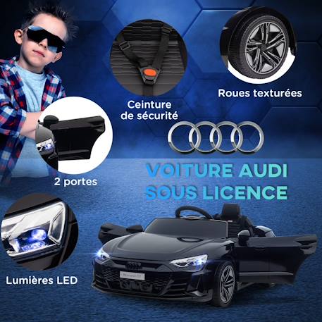 Voiture électrique enfant audi rs e-tron gt v. Max. 5 km/h télécommande effets sonores lumineux Blanc+Bleu+Noir+Rouge 16 - vertbaudet enfant 