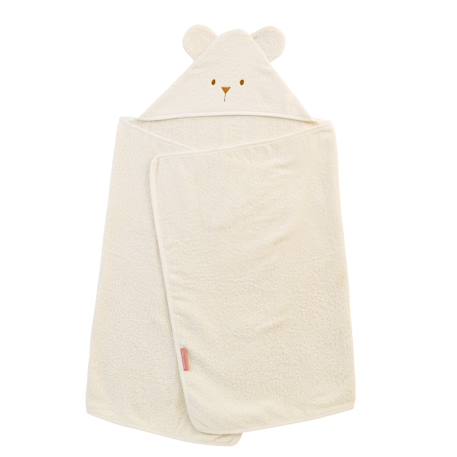 Cape de bain coton bio ourson Caramel+Écru 10 - vertbaudet enfant 
