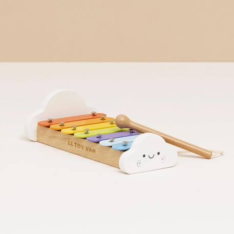 Xylophone arc-en-ciel en bois et métal Blanc 2 - vertbaudet enfant 