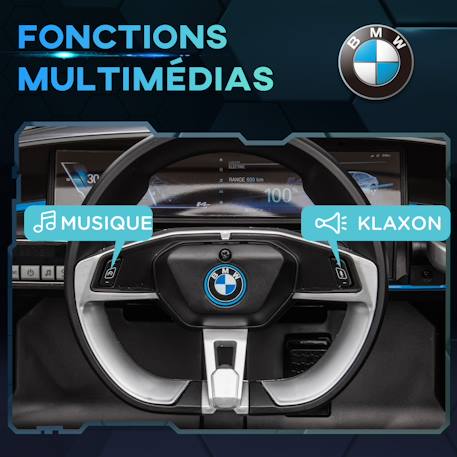 Voiture électrique enfant bmw i4 12v 5km/h max. Nombreux effets télécommande Blanc+Noir 12 - vertbaudet enfant 