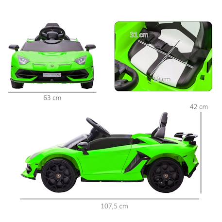Voiture électrique enfant lamborghini aventador roadster svj télécommande effets sonores lumineux Rouge+Vert 9 - vertbaudet enfant 