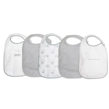 Lot de 5 bavoirs diversification alimentaire Gris 1 - vertbaudet enfant 