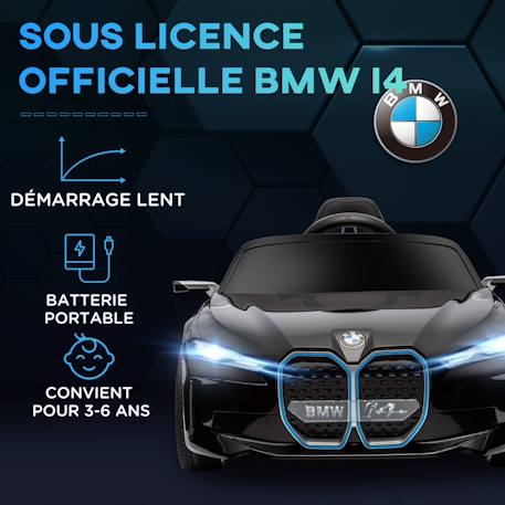Voiture électrique enfant bmw i4 12v 5km/h max. Nombreux effets télécommande Blanc+Noir 10 - vertbaudet enfant 