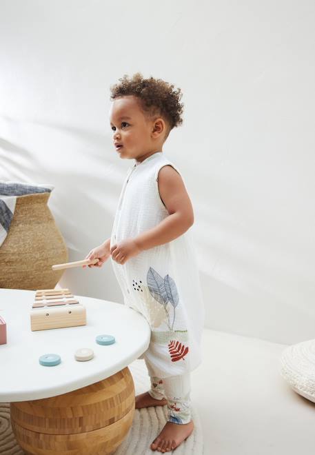 Turbulette tog 2 en gaze de coton avec pieds retroussables sian Ecru 1 - vertbaudet enfant 