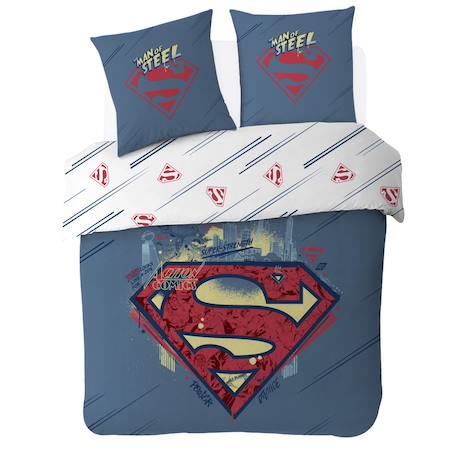 Housse de couette superman dc comics coton Bleu 1 - vertbaudet enfant 