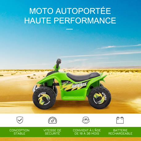 Quad électrique enfant - voiture électrique enfant - marche av, ar - 6 v, v. Max. 4,6 km/h Vert 4 - vertbaudet enfant 