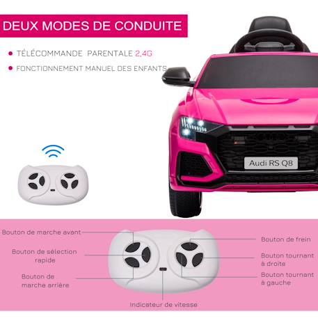 Voiture électrique enfant audi rs q8 - 2 moteurs - télécommande - effets sonores, lumineux Noir+Rose 9 - vertbaudet enfant 