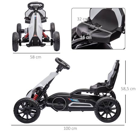 Kart électrique enfant 12v 2 vitesses max. 5 km/h ceinture sécurité Blanc 3 - vertbaudet enfant 
