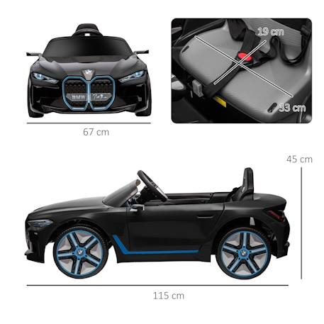 Voiture électrique enfant bmw i4 12v 5km/h max. Nombreux effets télécommande Blanc+Noir 9 - vertbaudet enfant 
