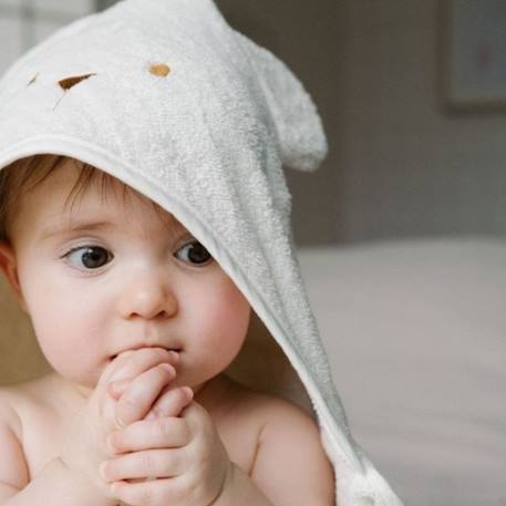 Cape de bain coton bio ourson Caramel+Écru 7 - vertbaudet enfant 