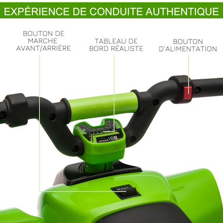 Quad électrique enfant - voiture électrique enfant - marche av, ar - 6 v, v. Max. 4,6 km/h Vert 5 - vertbaudet enfant 