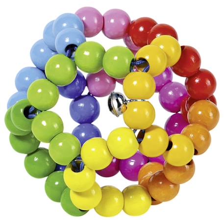 Hochet balle flexible en bois Bleu+Multicolore+Multi-coloured+Rose 3 - vertbaudet enfant 